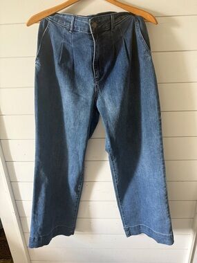 bagatelle Wide-Leg Pleated Jeans in Blue Wash Women’s 29